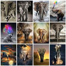 5D DIY Diamond Painting Kits Elephant Full Round With AB Drill Animals Mosaic Rhinestone Pictures Home Decor Diamond Art Gift 2024 - buy cheap