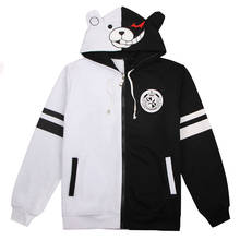 Danganronpa cosplay preto e branco urso moletom com capuz manga longa 3d impresso algodão casaco jaqueta com chapéu dia das bruxas 2024 - compre barato