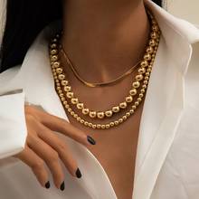 Женское многослойное ожерелье из 3 частей, Золотистое Ожерелье с бусинами и змеей, богемное ожерелье, Подарочная бижутерия, 2021 2024 - купить недорого