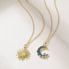 Pingente esmaltado de estrela e lua feminino, colar de festa com pérolas simuladas, jóias para gargantilha 2024 - compre barato
