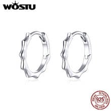 Wostu genuine 925 sterling silver onda linha hoop brincos círculo simples brincos grandes para as mulheres na moda jóias presente cqe843 2024 - compre barato