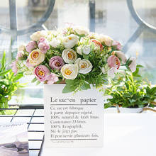 Flores artificiales de seda para decoración de otoño, rosas de té de 5 ramas para boda, hogar y Año Nuevo 2024 - compra barato