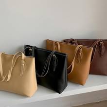2020 New Tote Bags High-capacity Multifunctional Female PU Handbag Simple Wild Solid Color Shoulder Bag 2024 - buy cheap