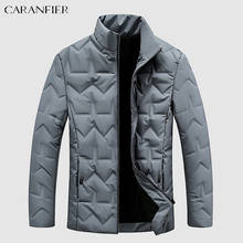 Мужская Зимняя парка CARANFIER, Мужская модная коротсветильник Кая куртка с подкладкой, мужская повседневная куртка с воротником-стойкой, свободная хлопковая верхняя одежда 2024 - купить недорого