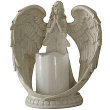 Castiçal eletrônico de resina estatuetas de anjo vintage, acessórios de decoração para casa, miniatura, ornamento para presentes de casamento 2024 - compre barato