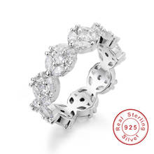 Anillo elegante con forma de flor, anillo de compromiso con diamante simulado Cz 925, anillos de compromiso de plata esterlina para bodas, joyería para mujer 2024 - compra barato