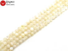 Qingmos 6mm Natural Round White Sea Shell Loose Beads for Jewelry Making Necklace Bracelet Earring DIY Loose Strands 15'' los833 2024 - buy cheap