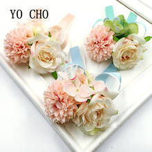 YO CHO Artificial Flower Silk Roses Handmade Wedding Corsage Pin Flowers Women Brooch Groom Boutonniere Men Prom Wedding Flowers 2024 - buy cheap