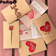 1pcs Valentine's Day Love hollow greeting card envelope Kraft paper Heart Rose Thanksgiving birthday card holiday blessing Card 2024 - buy cheap