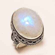 Богемное винтажное овальное кольцо с лунным камнем для женщин Ретро, тибетский античный серебряный цвет кольцо с резьбой на палец хорошее ювелирное изделие подарок O5S096 2024 - купить недорого