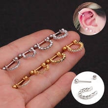 1Pc Stainless Steel Barbell CZ Hoop Cartilage Earrings for Women Gold Silver Helix Daith Rook Lobe Earring Body Piercing Jewelry 2024 - buy cheap