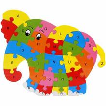 Детский пазл Монтессори с 26 буквами, деревянная головоломка с животными, обучающая игрушка для дошкольного образования, подарки 2024 - купить недорого