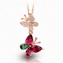 MOONROCY Crystal Chokers Pendant Necklace Rose Gold Color Colourful Butterfly for Women Dropshipping  Jewelry Wholesale Gift 2024 - buy cheap