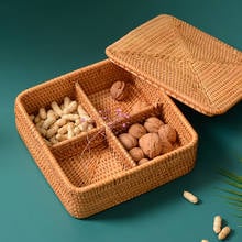 Caja organizadora tejida de ratán, cesta de fruta, canasto para aperitivos de caramelo, Dim Sum, cestas de almacenamiento, cestas de mimbre decorativas, cesta de Picnic, Convent 2024 - compra barato