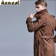 Azazel-gabardina de terciopelo para hombre, gabardina a la moda británica, abrigo ajustado de doble botonadura, longitud media 2024 - compra barato