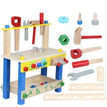 Conjunto de brinquedos montessori, de madeira, para crianças, ferramenta de reparo multifuncional, brinquedos pré-escolares 2024 - compre barato
