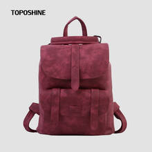 Topashine-mochila de piel sintética para mujer, bolso escolar de moda para chicas, con cierre sólido, suave, 1523 2024 - compra barato