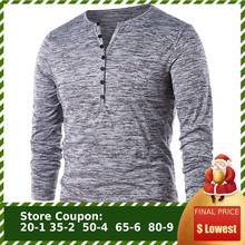 Hemiks Men Half Button Henley T-Shirt Fashion Casual O-Neck Long Sleeve T-Shirts Spring Male Solid Tees Tops 2024 - buy cheap