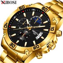 NIBOSI Relogio Masculino 2021 Fashion Mens Watches Top Brand Luxury Gold Wrist Watch Men All Steel Big Dial Waterproof Quartz 2024 - buy cheap