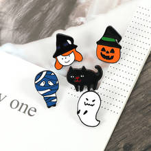 Alfinetes esmaltados para halloween, fantasias de abóbora macia, broches de gatos fantasma, presente de festival para melhores amigos, joias em denim 2024 - compre barato