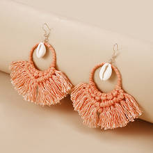 Lalynnly Bohemian Statement Tassel Earrings For Women Shell Drop Earrings Fan Shaped Female Dangle Multilayer Ear Jewelry E8179 2024 - buy cheap