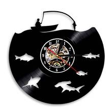 Fishmen Go Fishing Vinyl Record Wall Clock Fish Peterman Art Decorative Hanging Watch Handmade Vintage Artwork Decor Home 2024 - buy cheap