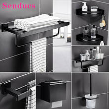 Juego de accesorios de baño de acero inoxidable de calidad, toallero negro mate, soporte de papel, Hardware de baño negro 2024 - compra barato