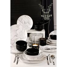 Marble Dining Set Black - White 6 Person 24 Pieces 6 Pieces Soup Bowl 6 Pieces Cake Plate 6 Serving Plates, 6 Dinner Plates 2024 - buy cheap