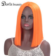 Doris beleza gengibre bob peruca cosplay perucas sintéticas para as mulheres peruca de cabelo natural loira rosa vermelho preto marrom branco meio parte 2024 - compre barato