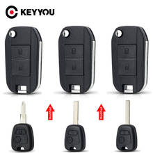 Модифицированный складной Автомобильный ключ KEYYOU, 10 шт., для Peugeot 307, 107, 207, 407, для Citroen C2, C3, Xsara, пульт дистанционного управления с 2 кнопками, пустой чехол 2024 - купить недорого