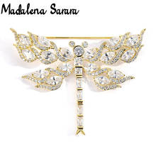 MADALENA SARARA AAAA Zircon And Crystal Inlaid Pearl Brooch Gol Plated Copper Dragonfly Style Fine Brooch Pin For Women Jewelry 2024 - buy cheap