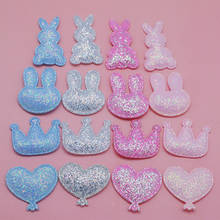 Sew on  40pcs/lot  shiny  pink crown rabbit Padded Patches Appliques For Clothes Sewing Supplies Decoration 2024 - buy cheap