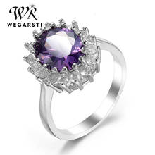 WEGARSTI New Princess Diana William Created Amethyst Ring Wedding Engagement Rings For Women 925 Sterling Silver Fine Jewelry 2024 - buy cheap