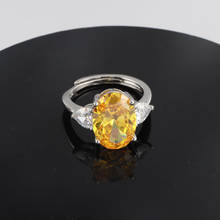 Classic S925 Oval Opening Rings With Luxury Yellow Crystal Zircon Women's Wedding Engagement Promise Jewelry Fine Birthday Gift 2024 - buy cheap