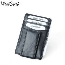 WESTCREEK-billetera de cuero de vaca para tarjetas de crédito, billetera de piel de vaca de primera capa, a la moda, con Clip para dólares RFID 2024 - compra barato