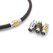 5 conjuntos 6mm bronze ouro redondo fecho magnético para 6mm redondo couro cordão pulseira diy jóias descobertas fazendo 2024 - compre barato