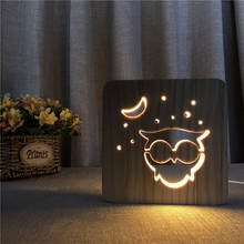 Owl Moon 3d Wooden Hollow Carving Table Lamp USB Power LED Night Light for Home Bedroom Decoration Wood Art Ornaments 2024 - buy cheap