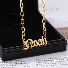 Customized Old English Font Name necklace personalized 18k gold Stainless Steel Pendant Mom Baby Nameplate Choker 2024 - buy cheap