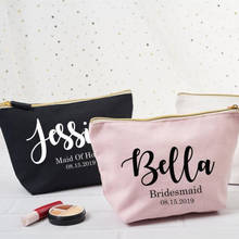 Индивидуальный розовый темно-синий свадебный брезентовый подарок для подружки невесты макияж для подруги невесты косметический набор сумок 2024 - купить недорого