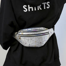 Women's belt bag Pink Silver Fanny Pack Female Belt Bag Black Geometric Waist Packs Laser Chest Phone Pouch 2024 - buy cheap