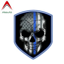 Aliauto Personality Reflective Decal Blue Line Skull Shield Decals Automobile Motorcycles Decoration Car Sticker PVC,13cm*10cm 2024 - buy cheap
