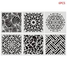 6pcs/set Mandala Drawing Template Wall Stencil Painting Embossing for Wood Floor Tiles Model Craft 2024 - buy cheap