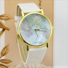 Карта мира Часы Womage модные женские часы кожаный ремешок кварцевые часы повседневные женские s часы женские часы horloge dames 2024 - купить недорого