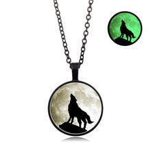 Women Men Sweater Chain Jewelry Gift Charm Wolf Totem Glowing Pendant Necklace Classic Fashion Glass Alloy Luminous Necklace 2024 - buy cheap
