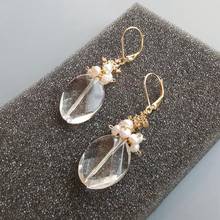 Lii Ji Geniune Clear Quartz Crystal Freshwater Pearl Zircon Snowflake Earrings 925 Sterling Silver Hook Earrings For Women 2024 - buy cheap