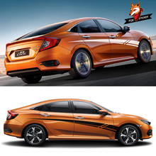 2PCS Car Stickers Styling Engine Hood Auto Door Side Skirt Stripes Decal Racing Auto Body Decoration Accessories For Honda Civic 2024 - buy cheap