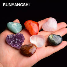 Runyangshi, 7 peças, pedra de cristal natural de quartzo, forma de coração, ametista, cluster de cristal, artesanato, sete chakras, pedra de cura 2024 - compre barato