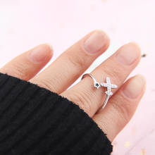 Anel de cristal brilhante ajustável, anel aberto de avião, estrela, joia de dedo para mulheres, meninas, boho, casamento, noivado, presente minimalista 2024 - compre barato
