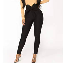 Women Slim Skinny Pants High Waist Belted Legging Long Pencil Trousers Black 2024 - buy cheap