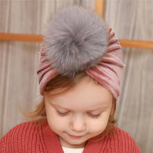Baby Hat 10cm Real Fox Fur Pompom Turban Hat Newborn Baby Beanie Cap Warm Autumn Winter Caps Baby Girl Hat Boy Cap Accessories 2024 - buy cheap